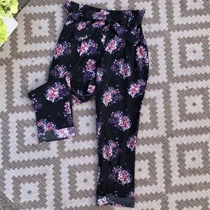 Urban Outfitters Paper Bag Floral Pants with belt